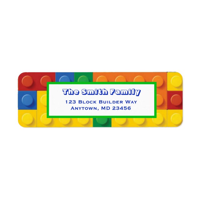 Colourful Bricks Building Block Return Address (Front)