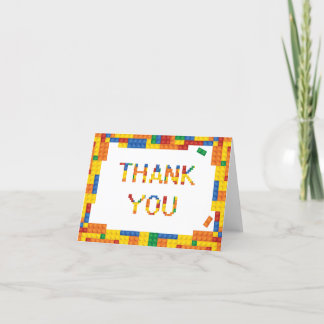 Colourful Bricks Building Blocks Birthday Thank You Card