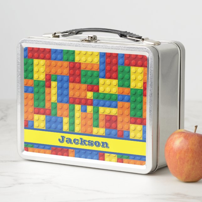 Colourful Bricks Building Blocks | Metal Lunchbox (In Situ)