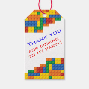 Colourful Bricks Building Blocks Party Favour Gift Tags