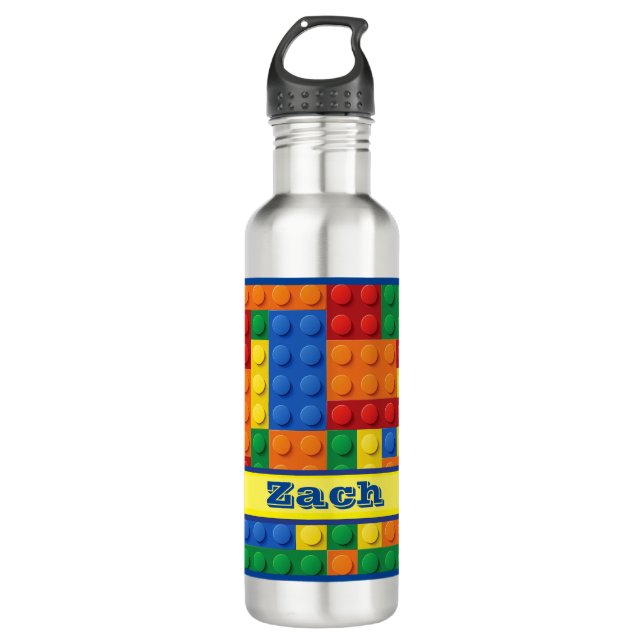 Colourful Bricks Building Blocks | Personalised 710 Ml Water Bottle (Front)