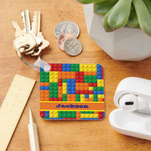 Colourful Bricks Building Blocks Personalised Key Ring