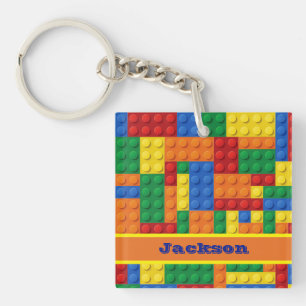 Colourful Bricks Building Blocks Personalised Key Ring