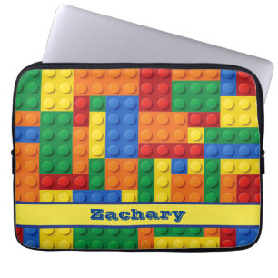 Colourful Bricks Building Blocks   Personalised Laptop Sleeve
