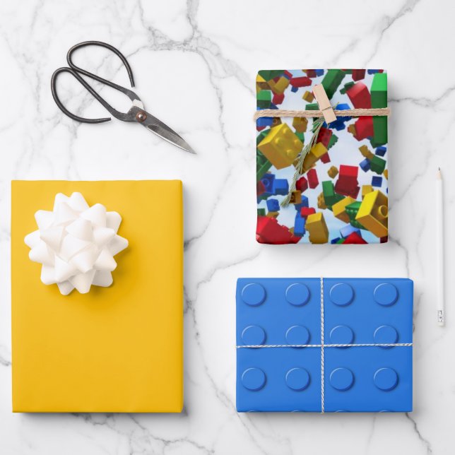 Colourful Bricks Building Blocks Wrapping Paper Sheet (Front)