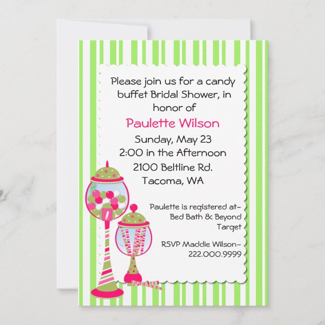 Colourful Bridal Shower Candy Buffet Invitation (Front)