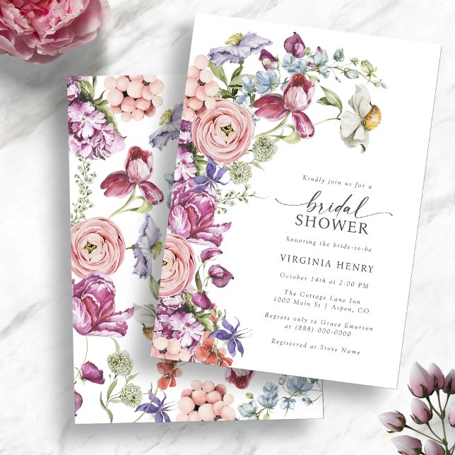 Colourful Bridal Shower Invitation (Colorful Jewel Toned Wildflower Bridal Shower Invitation by Painted Paperie
)