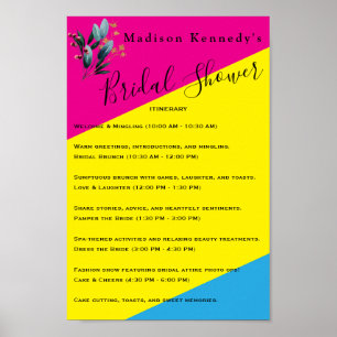 Colourful Bridal Shower 🌸 Itinerary Plan Fab  Poster