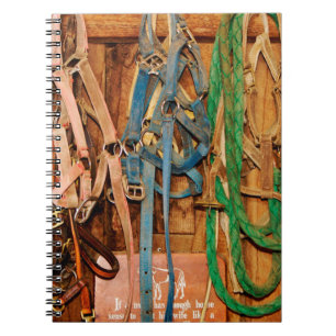 Colourful Bridleshorse,tack,animals,barn,blue,brid Notebook
