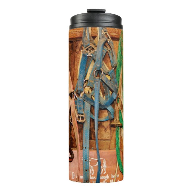 Colourful Bridleshorse,tack,animals,barn,blue,brid Thermal Tumbler (Front)