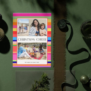 Colourful Bright 4 photo Modern Christmas  Holiday Card