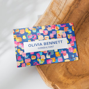 Colourful Bright Abstract Royal Blue Art Business Card