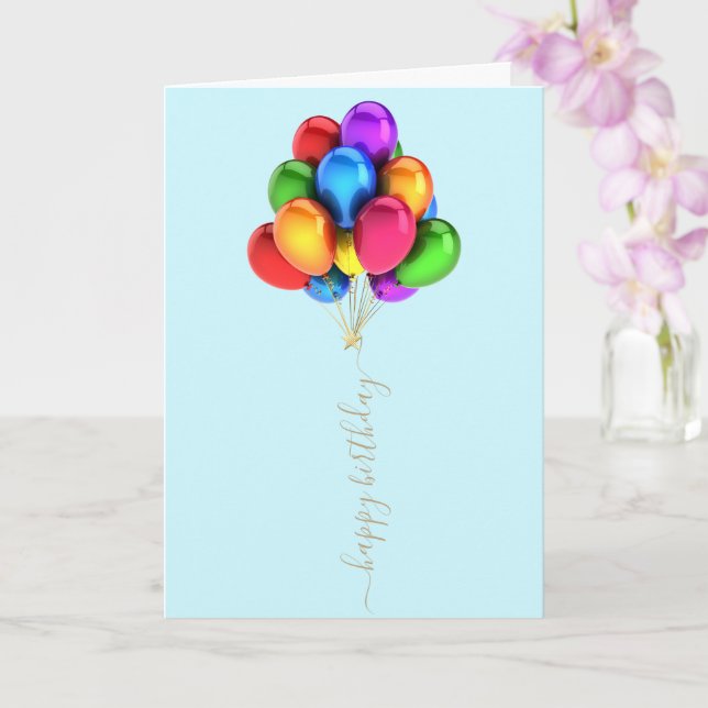 Colourful Bright Balloons | Happy Birthday Script Card (Orchid)