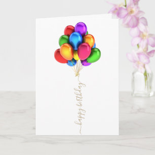 Colourful Bright Balloons   Happy Birthday Script Card