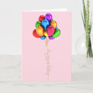 Colourful Bright Balloons   Happy Birthday Script Card