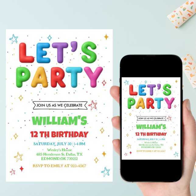 Colourful Bright Birthday Party Invitation (Creator Uploaded)