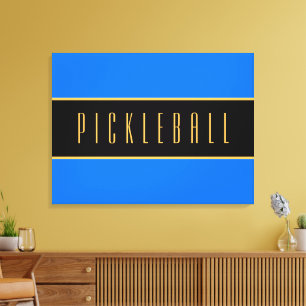 Colourful Bright Blue Bold Black PICKLEBALL Stripe Canvas Print