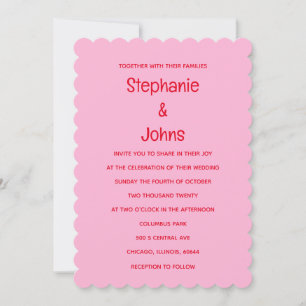 Colourful Bright Bold Orange Pink Floral Wedding Invitation
