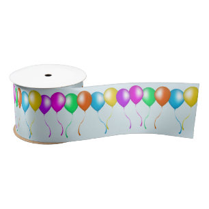 Colourful Bright Bunch of Balloons Satin Ribbon