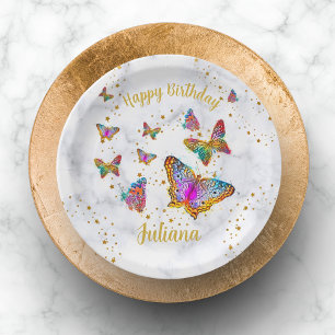 Colourful Bright Butterfly Birthday Party  Paper Plate