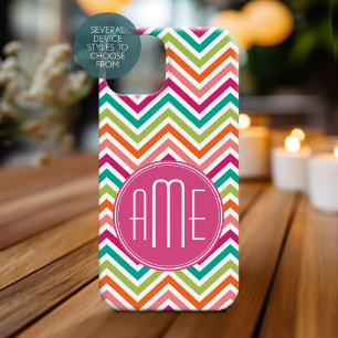 Colourful Bright Chevrons with Custom Monogram
