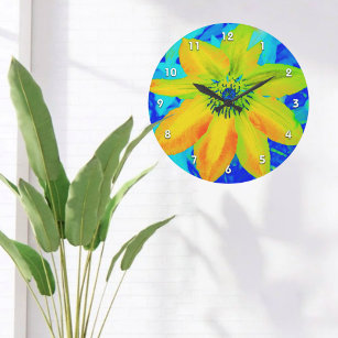 Colourful Bright Clematis Flower Multicolor Large Clock
