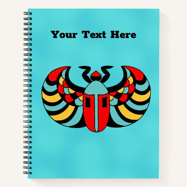 Colourful Bright Egyptian Scarab Beetle on Aqua Notebook (Front)