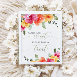 Colourful bright floral babies are sweet take trea poster