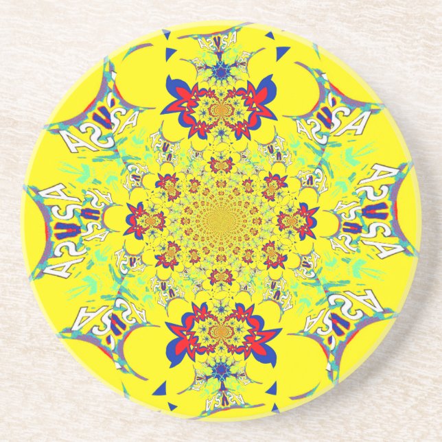Colourful Bright Floral Damask Design Art Print Coaster (Front)