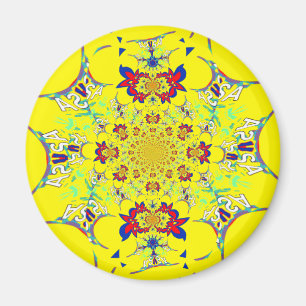 Colourful Bright Floral Damask Design Art Print Magnet