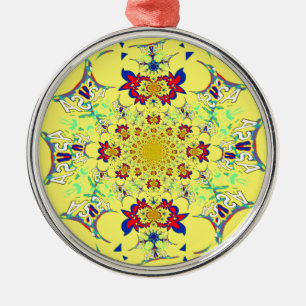 Colourful Bright Floral Damask Design Art Print Metal Tree Decoration