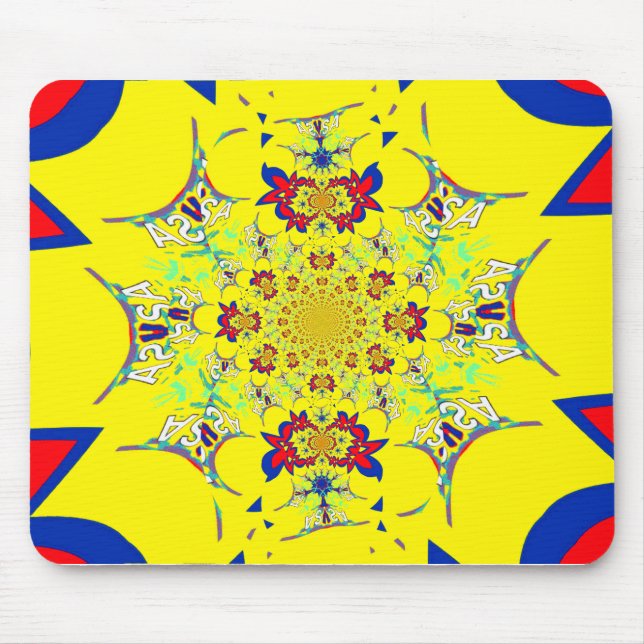 Colourful Bright Floral Damask Design Art Print Mouse Mat (Front)