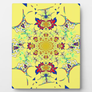 Colourful Bright Floral Damask Design Art Print Plaque