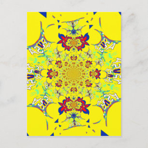 Colourful Bright Floral Damask Design Art Print Postcard
