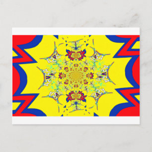 Colourful Bright Floral Damask Design Art Print Postcard