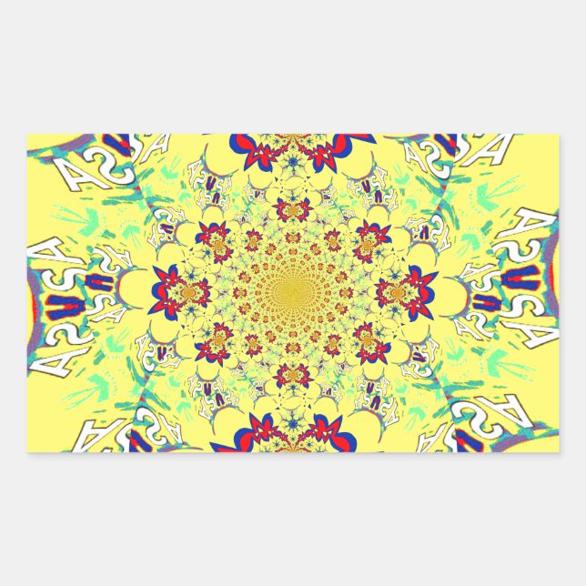 Colourful Bright Floral Damask Design Art Print Rectangular Sticker (Front)