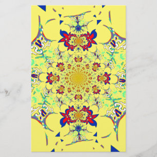 Colourful Bright Floral Damask Design Art Print Stationery