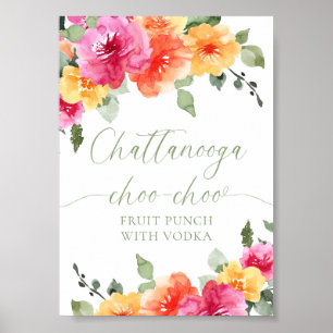 Colourful bright floral fruit punch poster