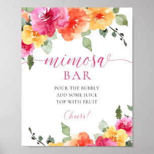 Colourful bright floral mimosa bar sign