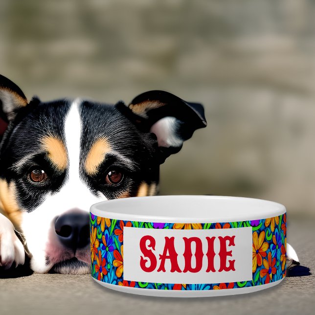 Colourful Bright Floral Personalised Bowl (Creator Uploaded)