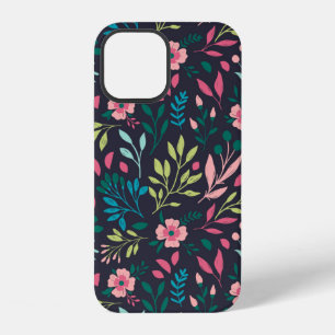 Colourful bright floral print with flowers and lea iPhone 12 case