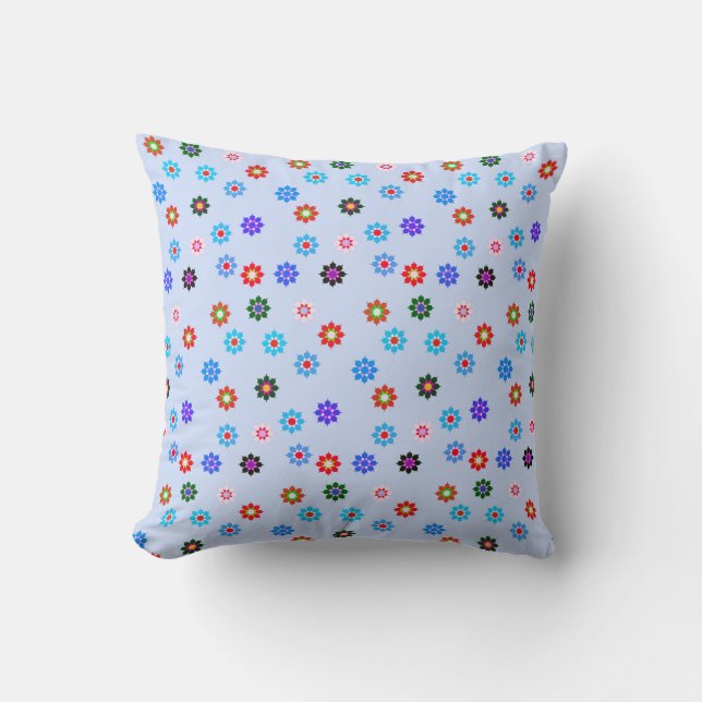 Colourful Bright Flowers Pattern Cushion Pillow (Front)