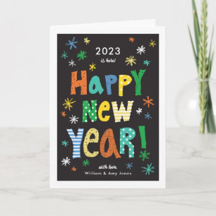 Colourful Bright Fun Happy New Year Holiday Card