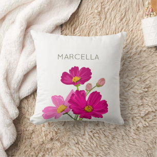 Colourful Bright Garden Cosmos Flowers Custom Cushion