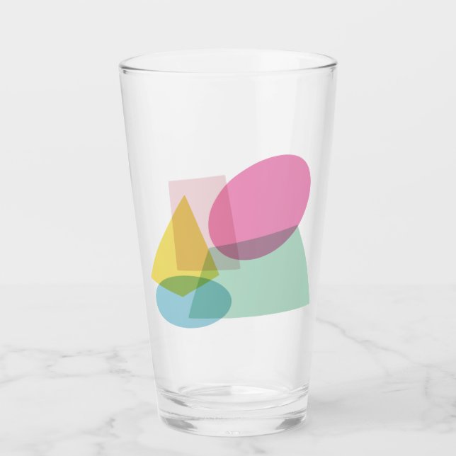 Colourful Bright Geometric Shapes Collage Glass (Front)