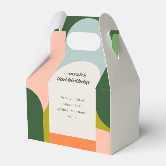 Colourful Bright Groovy Retro Arch Any Age Birthda Favour Box (Back Side)