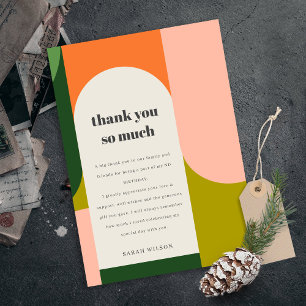 Colourful Bright Groovy Retro Arch Any Age Birthda Thank You Card