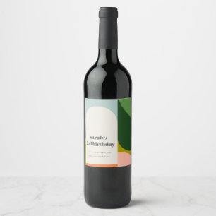 Colourful Bright Groovy Retro Arch Any Age Birthda Wine Label
