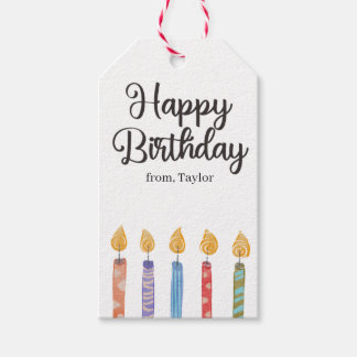 Colourful Bright Happy Birthday Candles Gift Tags