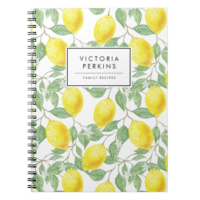 Colourful Bright Lemon Citrus Yellow Chic Summer Notebook (Front)